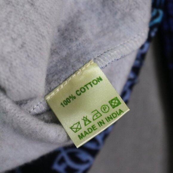 Pashma Arte Hoodie Women’s M Black Blue Cotton Fleece Hand Dyed Print NWT - Picture 9 of 16